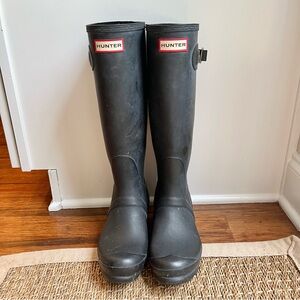 Hunter | Black Matte Wellies Tall Rain Boots